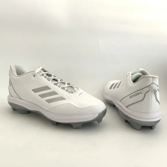 Adidas Baseball Shoes Mens Size 10 White Silver Icon 7