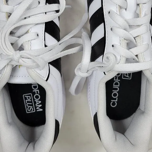 Adidas Breaknet Sleek Sneakers Womens 7 White Black 3 Stripes Athletic Shoes New