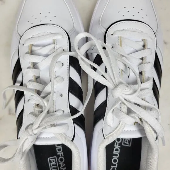 Adidas Breaknet Sleek Sneakers Womens 7 White Black 3 Stripes Athletic Shoes New