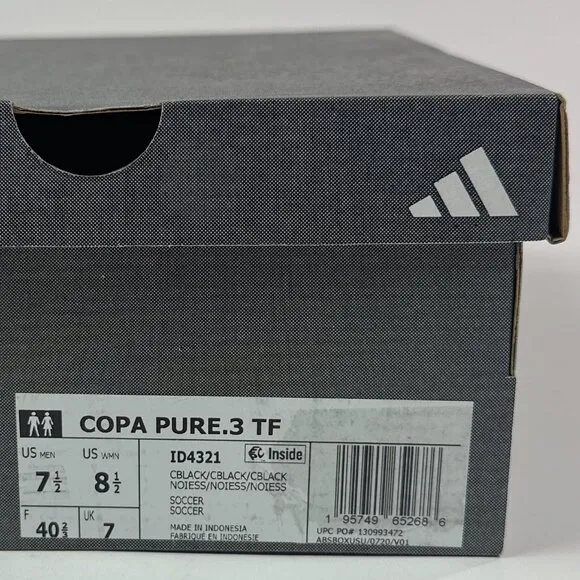 Adidas Copa Pure.3 TF Black Leather Low Turf Soccer Shoes ID4321