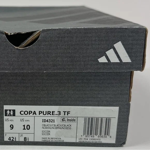 Adidas Copa Pure.3 TF Black Leather Low Turf Soccer Shoes ID4321