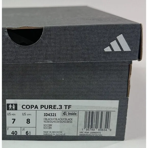 Adidas Copa Pure.3 TF Black Leather Low Turf Soccer Shoes ID4321