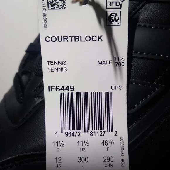 Adidas Courtblock Mens Size 12.0 Classic Fashion Sneakers Trainers IF6449 Black