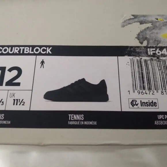 Adidas Courtblock Mens Size 12.0 Classic Fashion Sneakers Trainers IF6449 Black