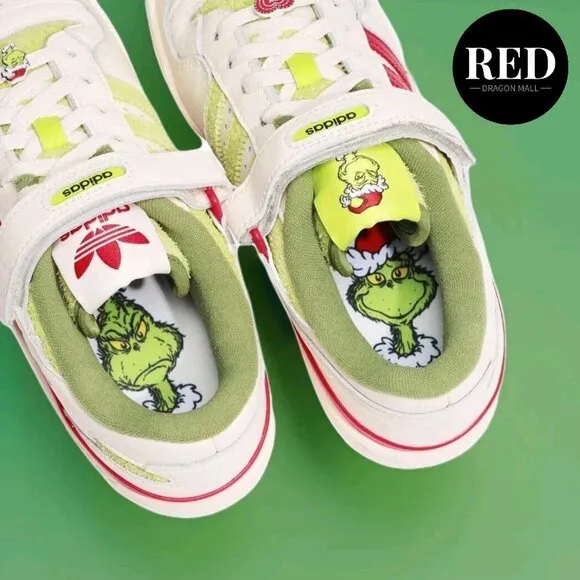 Adidas Dr. Seuss x Forum Low The Grinch Cream White Shoes - Men's Size 9.5