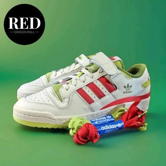 Adidas Dr. Seuss x Forum Low The Grinch Cream White Shoes - Men's Size 9.5