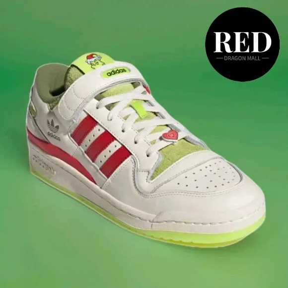 Adidas Dr. Seuss x Forum Low The Grinch Cream White Shoes - Men's Size 9.5