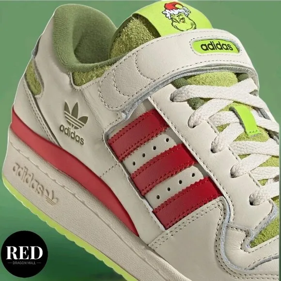 Adidas Dr. Seuss x Forum Low The Grinch Cream White Shoes - Men's Size 9.5