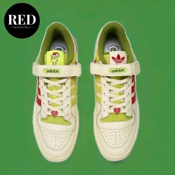 Adidas Dr. Seuss x Forum Low The Grinch Cream White Shoes - Men's Size 9.5