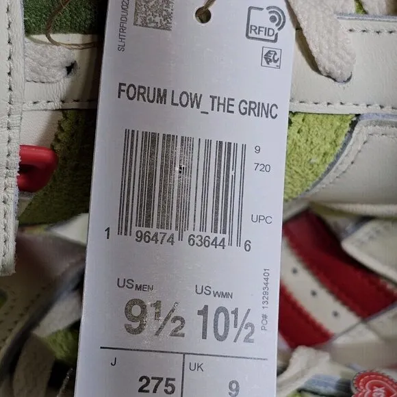 Adidas Dr. Seuss x Forum Low The Grinch Cream White Shoes - Men's Size 9.5