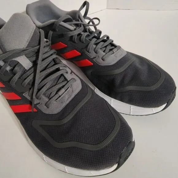 Adidas Duramo 10 Running Shoes Grey Four Vivid Red Iron Metallic Men's Size 12.5