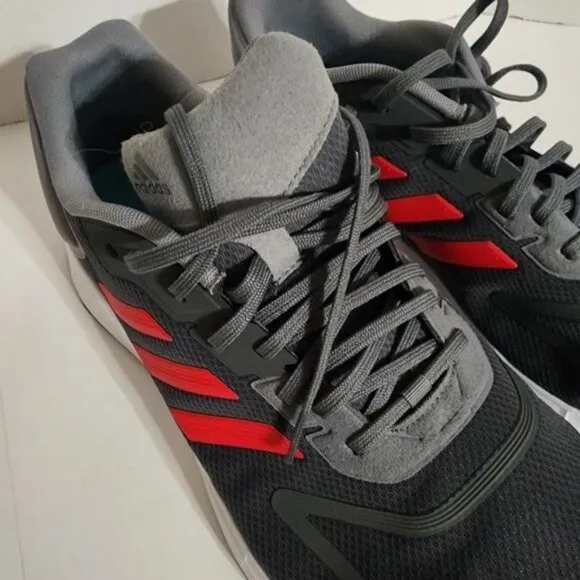 Adidas Duramo 10 Running Shoes Grey Four Vivid Red Iron Metallic Men's Size 12.5