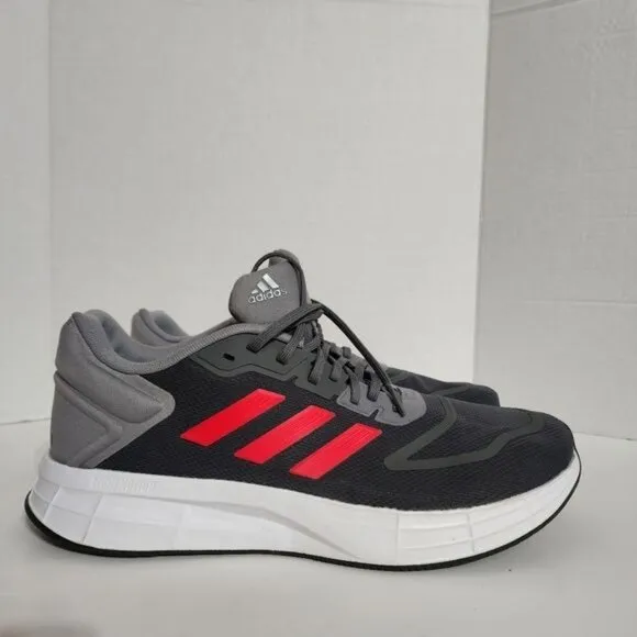 Adidas Duramo 10 Running Shoes Grey Four Vivid Red Iron Metallic Men's Size 12.5