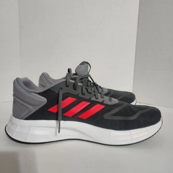 Adidas Duramo 10 Running Shoes Grey Four Vivid Red Iron Metallic Men's Size 12.5