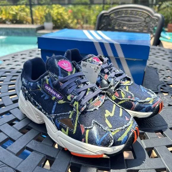 Adidas Falcon Paint Denim Women's Athletic Shoes CG6249 Size 5.5
