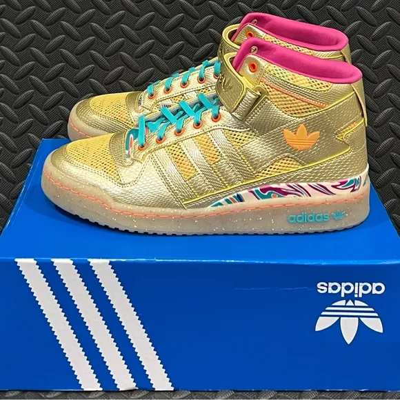 adidas Forum Mid Carnival Metallic Gold Mid Top Shoes Mens‎ Size 11.5