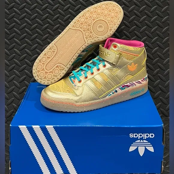 adidas Forum Mid Carnival Metallic Gold Mid Top Shoes Mens‎ Size 11.5