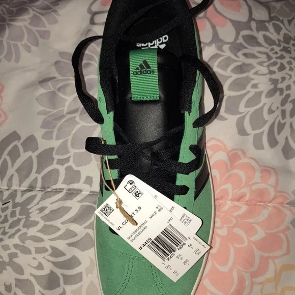 Adidas Green and Black Sneakers with Suede Texture