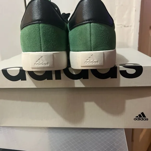 Adidas Green and Black Sneakers with Suede Texture