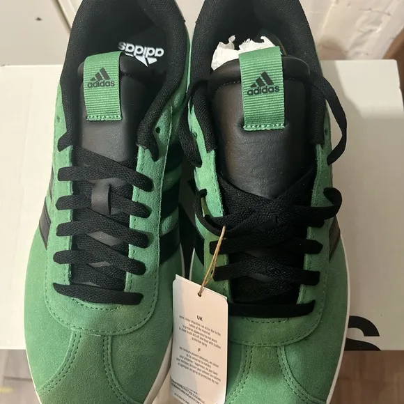 Adidas Green and Black Sneakers with Suede Texture