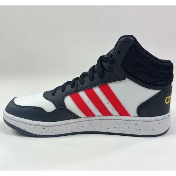 Adidas Hoops Mid 3.0 Kids Size 7 White Red Basketball Shoes Sneakers HR0227