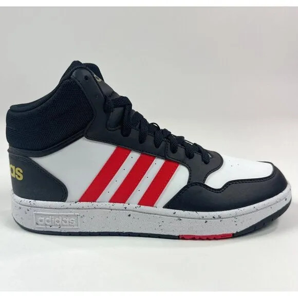 Adidas Hoops Mid 3.0 Kids Size 7 White Red Basketball Shoes Sneakers HR0227
