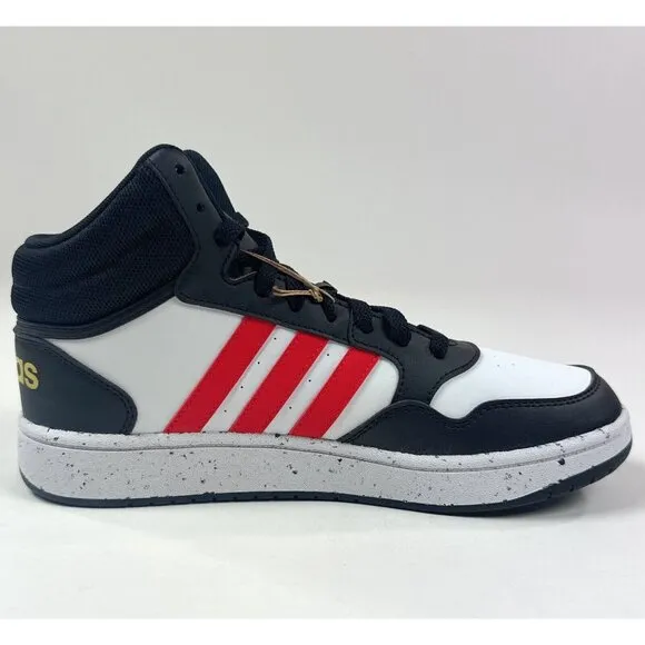 Adidas Hoops Mid 3.0 Kids Size 7 White Red Basketball Shoes Sneakers HR0227