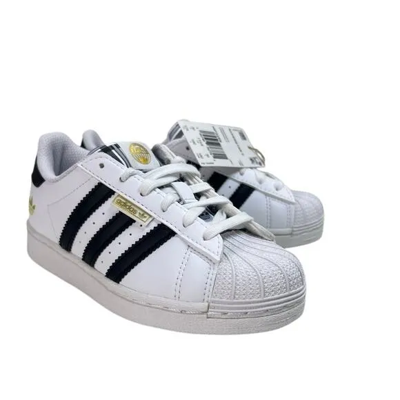 adidas Kids &quot;Graphic Pop&quot; Superstar C White/Black/Gold Size 12K HP3259