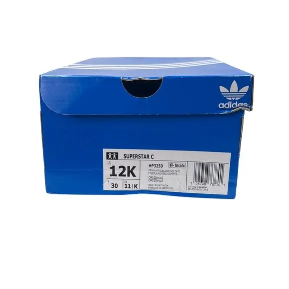 adidas Kids &quot;Graphic Pop&quot; Superstar C White/Black/Gold Size 12K HP3259
