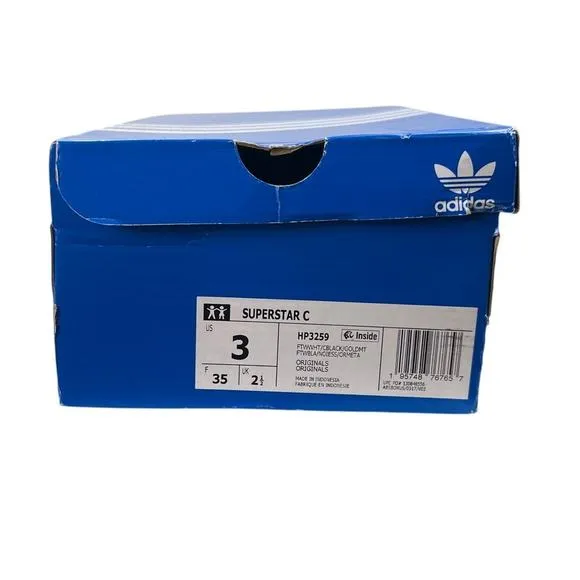 adidas Kids &quot;Graphic Pop&quot; Superstar C White/Black/Gold Size 3 HP3259