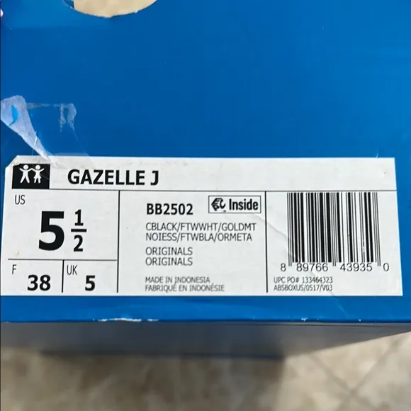 adidas Kids Gazelle Sneakers - Black and White