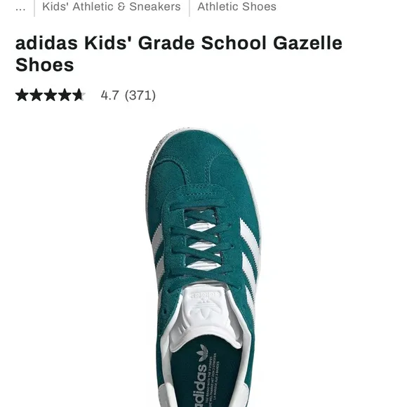 adidas Kids' Gazelle Sneakers - Teal and White