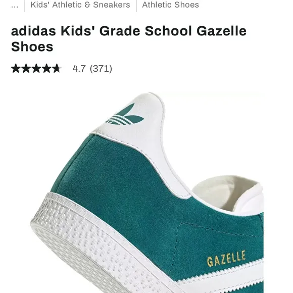 adidas Kids' Gazelle Sneakers - Teal and White