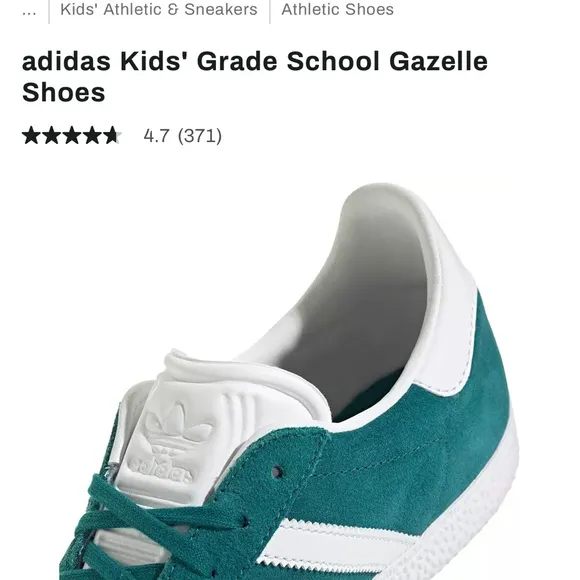 adidas Kids' Gazelle Sneakers - Teal and White