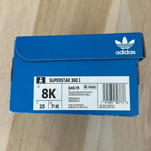 Adidas Kids Superstar 360 Black Shoes sz 8K