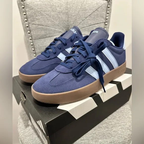 Adidas Men’s Navy Three Stripe Barreda Sneaker Size 10.5 Brand New!