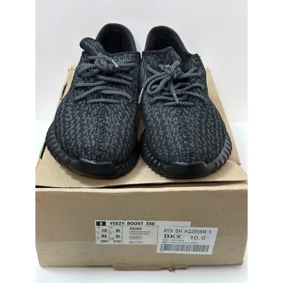 Adidas, Mens Yeezy Boost 350, Carbon Gray/Black, Size 10