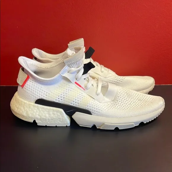 ADIDAS ORIGINALS MEN'S POD S3.1 PRIMEKNIT ATHLETIC SNEAKER, WHITE/SHOCK Size 12