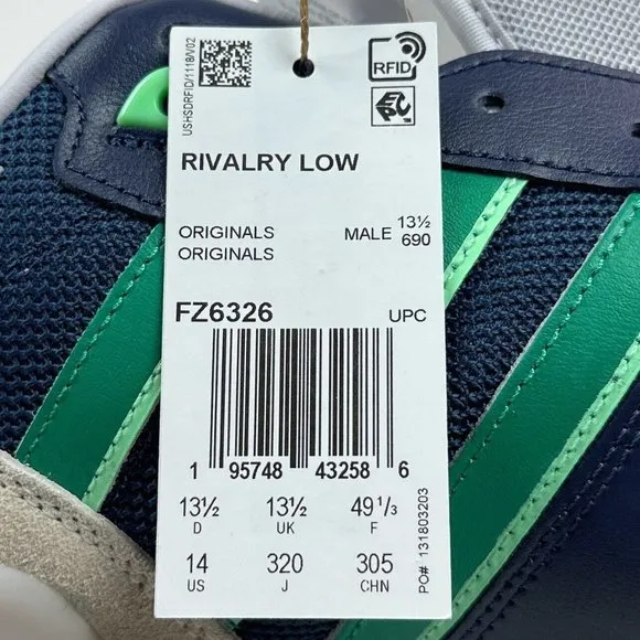 Adidas Originals Rivalry Low Mens Blue Green Basketball Shoes Sneakers FZ6326