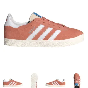 Adidas Pink and White Gazelle Sneakers Classic Suede Design