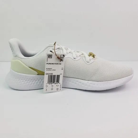 Adidas PureMotion SE Womens Size 9 White Gold Athletic Sneaker Shoes GX2183