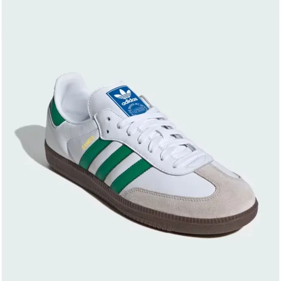 Adidas Samba OG Original Classic Shoes In Cloud White and Green NWT