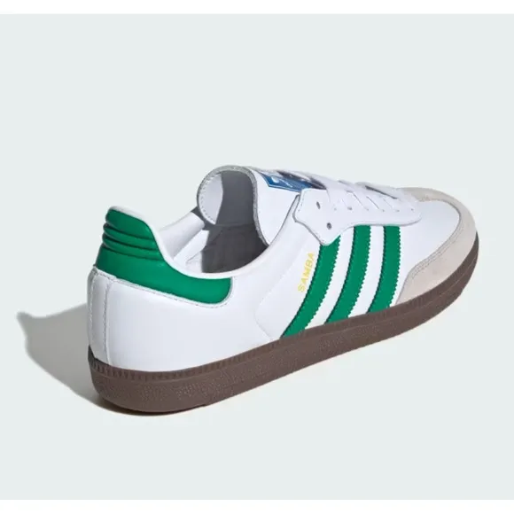 Adidas Samba OG Original Classic Shoes In Cloud White and Green NWT