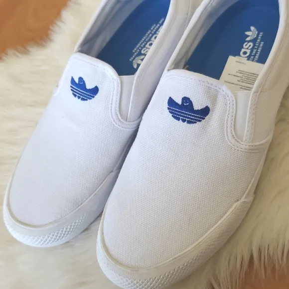 Adidas Shmoofoil White Slip On Skater Skateboarding Shoes Size 9 Mens 10 Womens