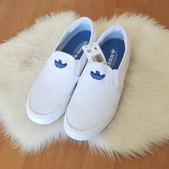 Adidas Shmoofoil White Slip On Skater Skateboarding Shoes Size 9 Mens 10 Womens