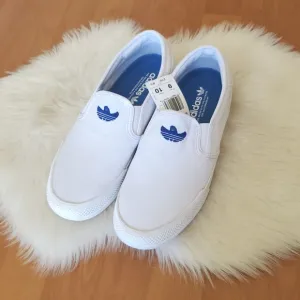 Adidas Shmoofoil White Slip On Skater Skateboarding Shoes Size 9 Mens 10 Womens