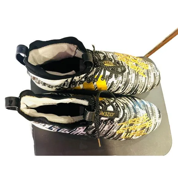 Adidas Shoes Mens 14 White Black Gold Adizero 8.0 Three Stripe Life Soccer Cleat