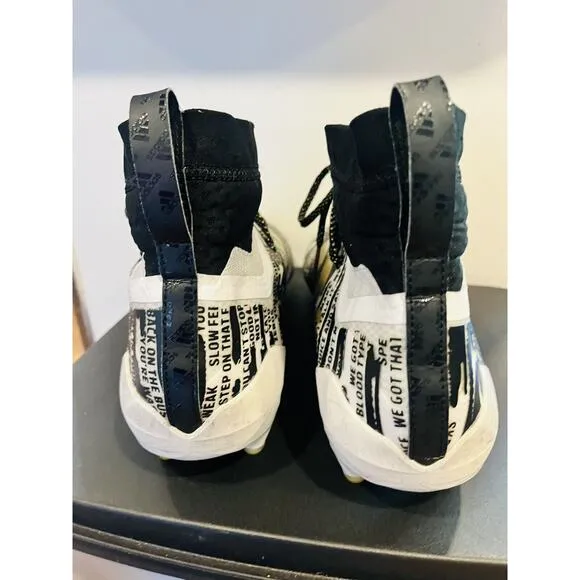 Adidas Shoes Mens 14 White Black Gold Adizero 8.0 Three Stripe Life Soccer Cleat