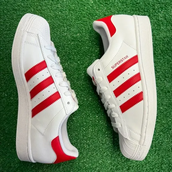 Adidas Superstar Low Mens Casual Shoes White Red IG9367 NEW Sz 8