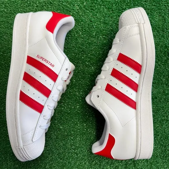 Adidas Superstar Low Mens Casual Shoes White Red IG9367 NEW Sz 8